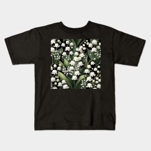 Lily of The Valley on Black Kids T-Shirt